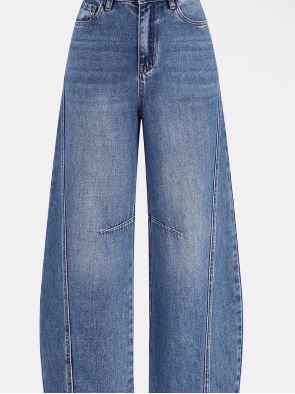 Commense curved barrel Denim Jeans in Medium Blue